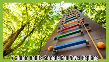 7 Simple Habits Screens Can Never Replace. Stock photo of colorful ladder stretching up into treetop canopy.