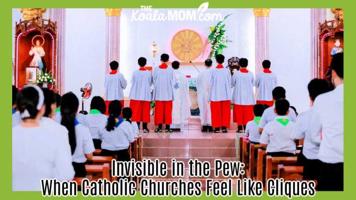 Invisible in the Pew: When Catholic Churches Feel Like Cliques. Photo of Catholic Church on a Sunday morning, with altar servers lined up across the front and parishioners standing, by 🇻🇳🇻🇳Nguyễn Tiến Thịnh 🇻🇳🇻🇳 via Pexels.