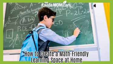 How to Create a Math-Friendly Learning Space at Home. Photo of a black-haired boy wearing a blue backpack while doing a math problem on a green chalkboard by Yan Krukau via Pexels.