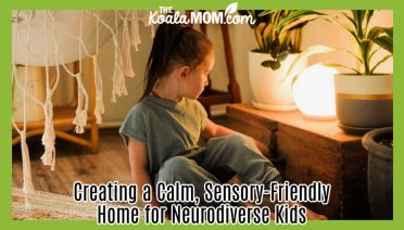 Creating a Calm, Sensory-Friendly Home for Neurodiverse Kids. Photo of girl sitting on fuzzy rug, looking at a calm lamp, with houseplants nearby by Ksenia Chernaya via Pexels.