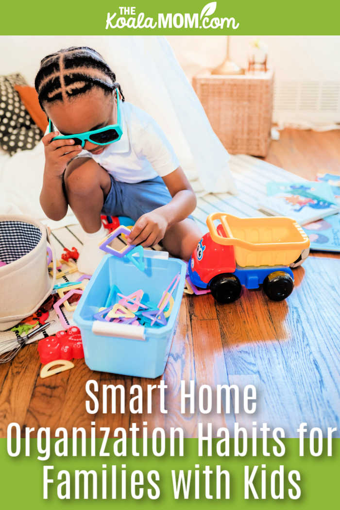 Smart Home Organization Habits for Families with Young Children. Photo of boy playing with toys in a bin by Mizuno K via Pexels.