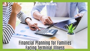 Financial Planning for Families Facing Terminal Illness. Stock photo of couple looking at laptop, papers and computer.
