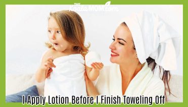 I Apply Lotion Before I Finish Toweling Off. Photo of mom and daughter wrapped in towels smiling by Gustavo Fring via Pexels.