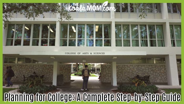 Planning for College: A Complete Step-by-Step Guide. Photo of student wearing a backpack looking at a building labeled "college of arts and sciences" by DΛVΞ GΛRCIΛ via Pexels.