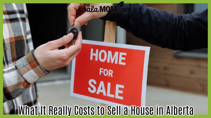 What It Really Costs to Sell a House in Alberta. Photo of two hands exchanging keys over a red "home for sale" sign by Thirdman via Pexels.