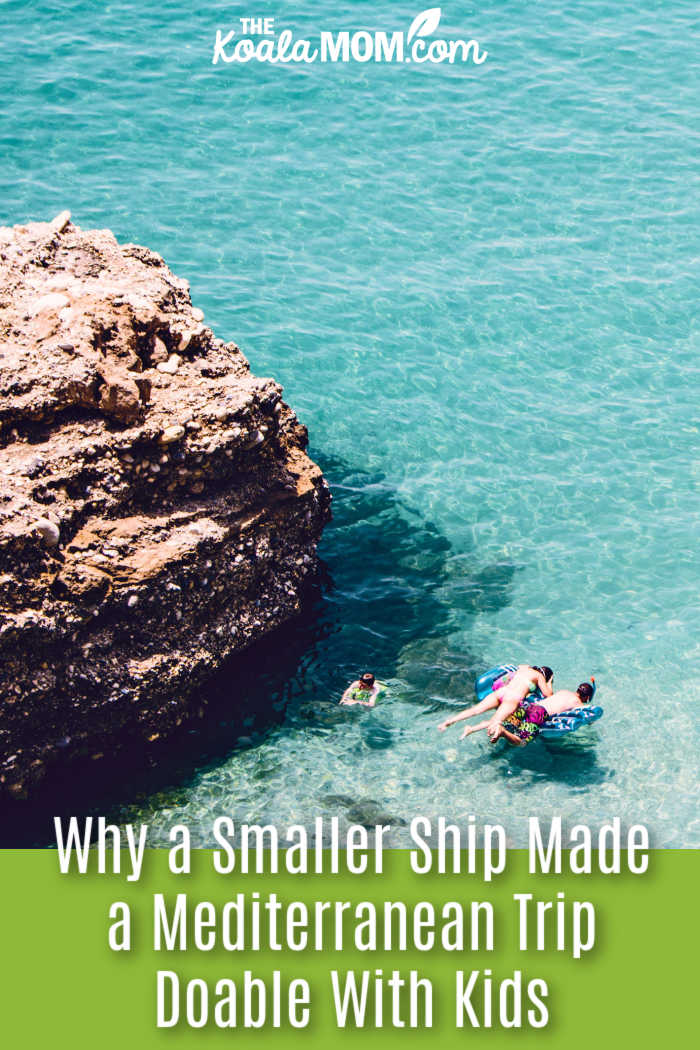 Why a Smaller Ship Made a Mediterranean Trip Doable With Kids. Photo of family enjoying a sunny day swimming and floating in the clear blue waters of the Mediterranean Sea, near a rocky coastline, by anna-m. w. via Pexels.