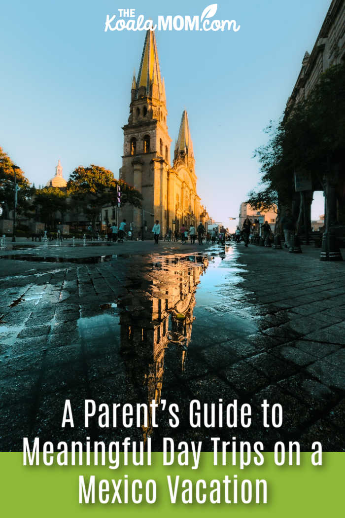 A Parent’s Guide to Meaningful Day Trips on a Mexico Vacation. Photo of Gothic cathedral reflected in wet pavement at sunset, showcasing urban architecture and vibrant city life by Edgar Mosqueda Camacho via Pexels.