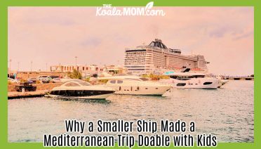 Why a Smaller Ship Made a Mediterranean Trip Doable With Kids. Photo of three small ships sitting in port in front of a large cruise ship by Xavier Messina via Pexels.