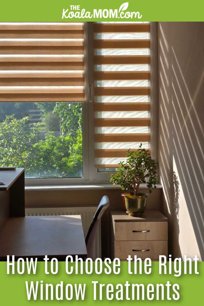 How to Choose the Right Window Treatments. Photo of blinds on a home office window via Pexels.