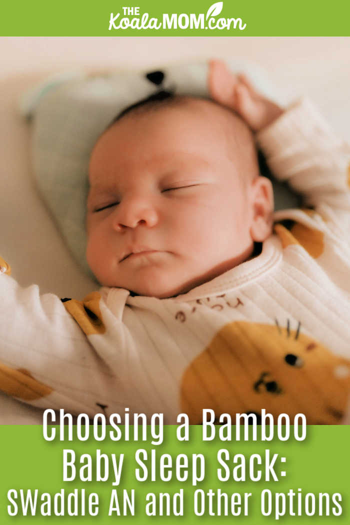 Choosing a Bamboo Baby Sleep Sack: SWaddle AN and Other Options. Photo of baby sleeping in a brown onesie with his hands above his head by Alexander Mass via Pexels.