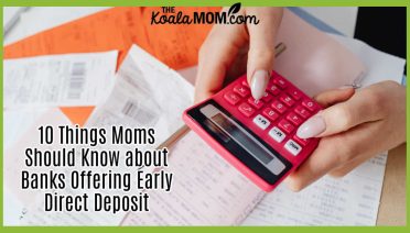 10 Things Moms Should Know about Banks Offering Early Direct Deposit. Woman's manicured hands using a pink calculator to manage expenses amidst various receipts and documents. Photo by https://kaboompics.com/ via Pexels.