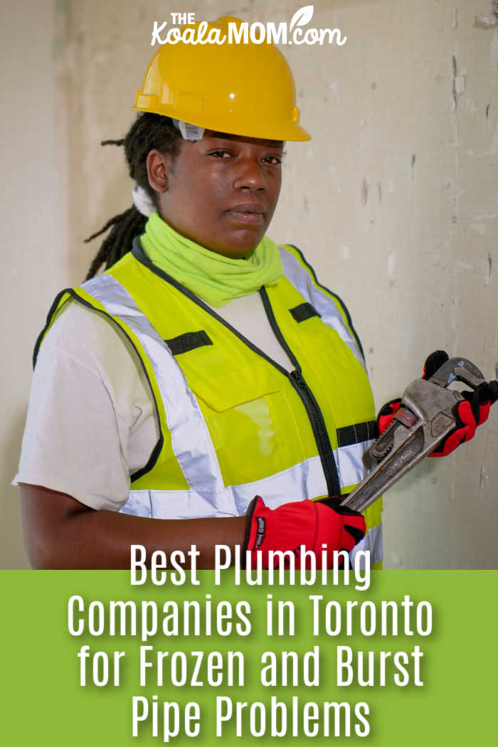 Best Plumbing Companies in Toronto for Frozen and Burst Pipe Problems. Photo of black woman wearing a yellow hard hat and safety vest while holding a pipe wrench by Kindel Media via Pexels.