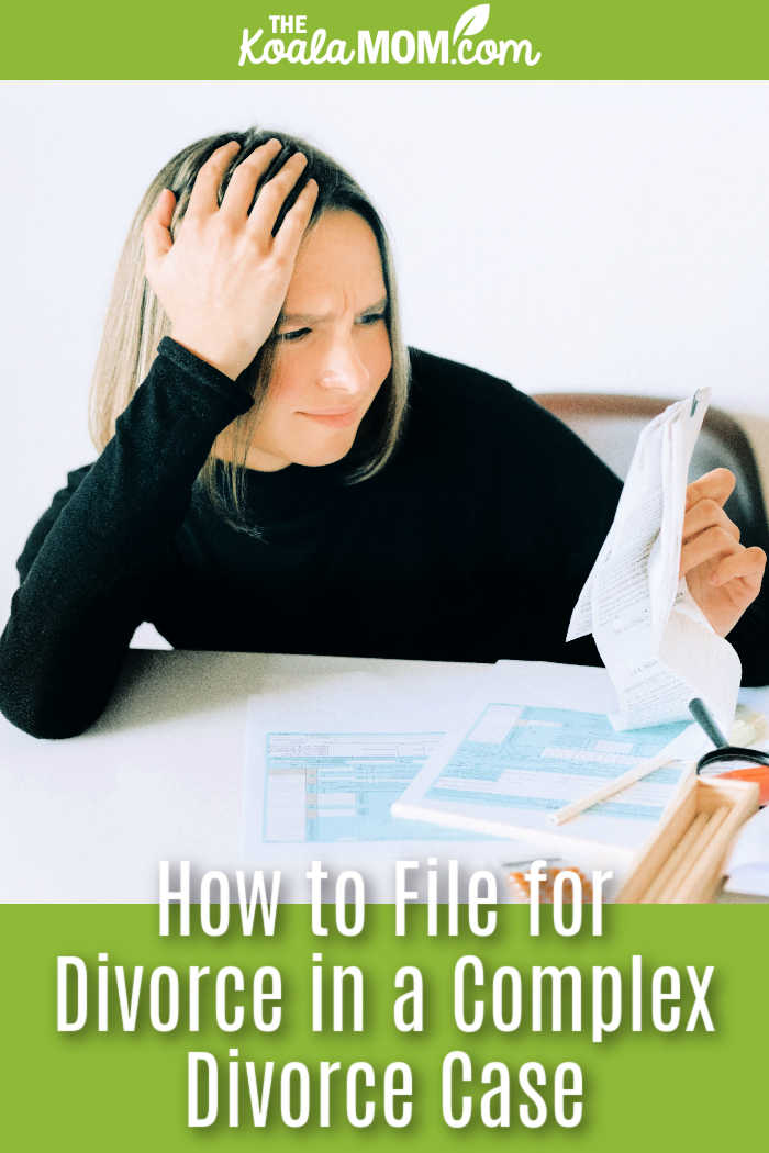 How to File for Divorce in a Complex Divorce Case. Photo of woman frowning at financial documents by Nataliya Vaitkevich via Pexels.