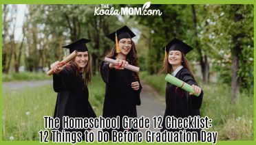 The Homeschool Grade 12 Checklist: 12 Things to Do Before Graduation Day. Photo of three girls in black grad gowns and caps holding their diplomas towards the camera while smiling by https://kaboompics.com/ via Pexels.
