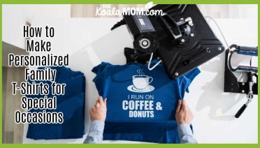 How to Make Personalized Family T-Shirts for Special Occasions. Photo of blue t-shirt with "I run on coffee and donuts" printed on it by AndreyPopov from Getty Images on Canva.