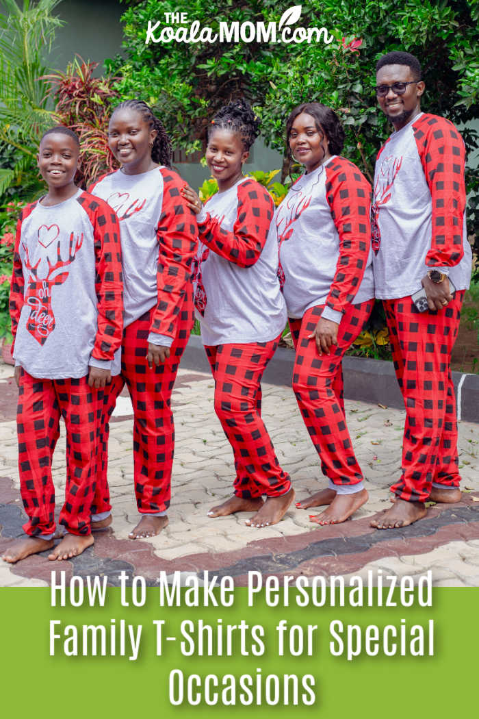 How to Make Personalized Family T-Shirts for Special Occasions. Photo of five people wearing matching red and white pajamas by Fan Art via Pexels.