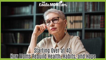 Starting Over at 40: How Moms Rebuild Health, Habits, and Hope. A reflective woman sitting at a desk in a library, surrounded by bookshelves, wearing glasses and earrings. Photo by Ron Lach via Pexels.