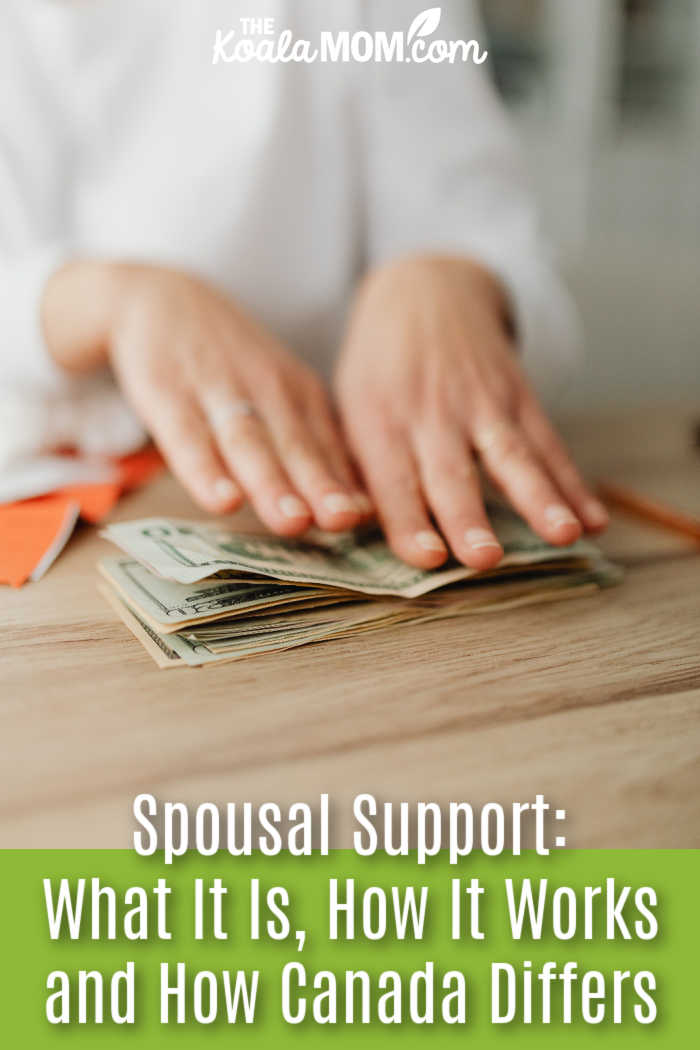 Spousal Support: What It Is, How It Works and How Canada Differs. Photo of woman holding hands over a stack of money on a table by  https://kaboompics.com/ via Pexels.
