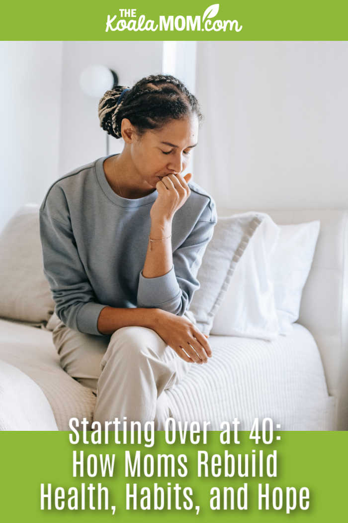 Starting Over at 40: How Moms Rebuild Health, Habits, and Hope. A woman sits pensively on a bed, embodying introspection and calmness in a serene bedroom. Photo by Alex Green via Pexels.