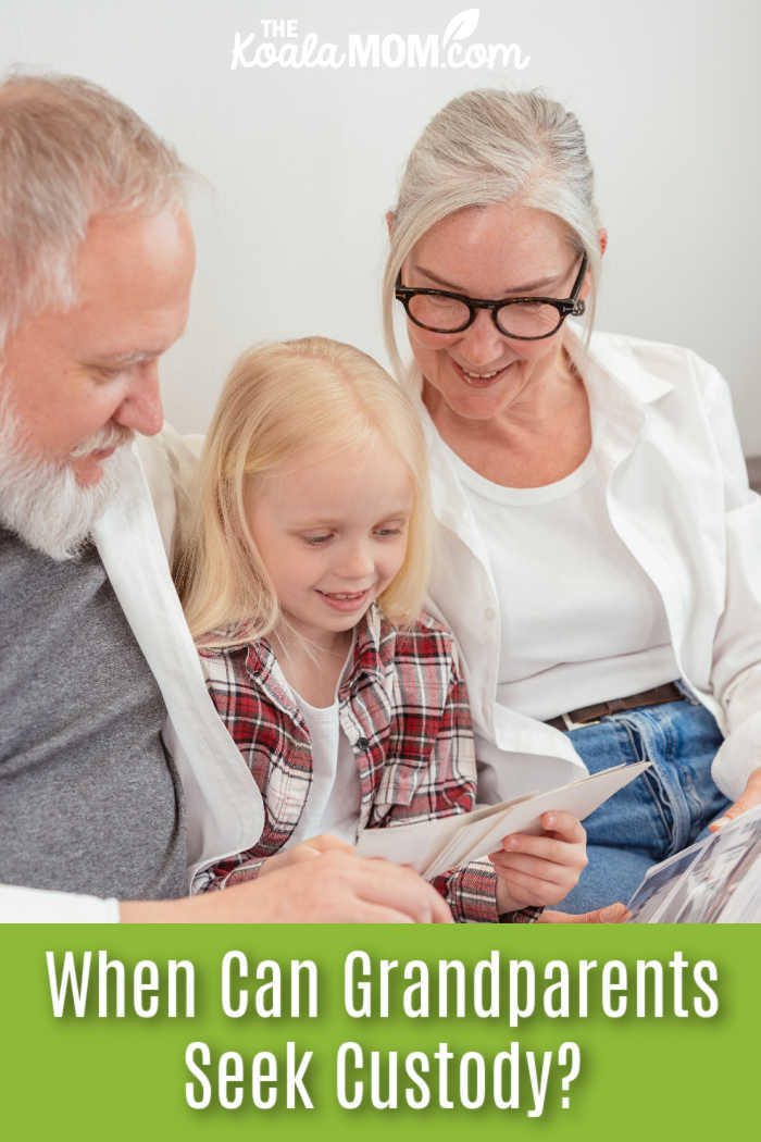 Grandparents’ Rights: When Can Grandparents Seek Custody? Photo of blonde child between a grandma and grandpa, looking at cards in her hand, by Mikhail Nilov via Pexels.