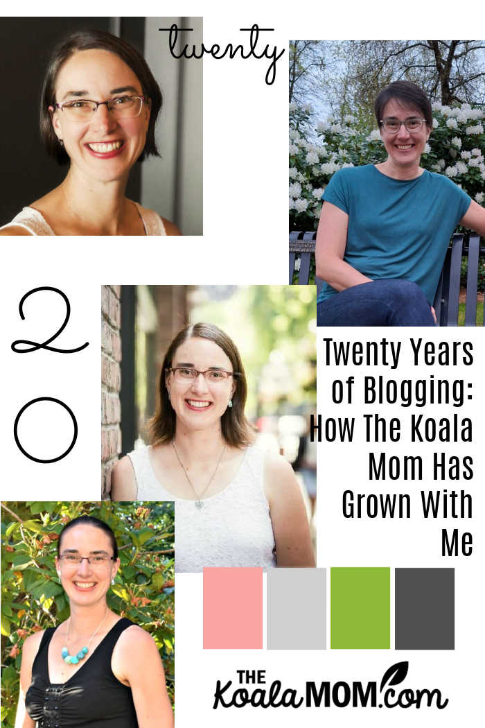 Twenty Years of Blogging: How The Koala Mom Has Grown With Me. Four photos of Bonnie Way taken over 20 years by various photographers.