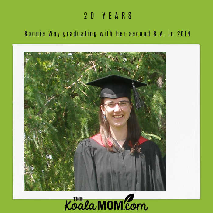 Bonnie Way graduating with her second B.A. in 2014.