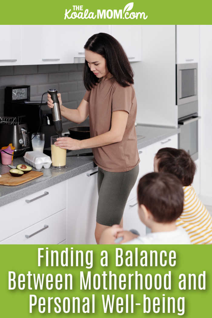 Finding a Balance Between Motherhood and Personal Well-being. A mother prepares a smoothie with her two young sons in a modern kitchen setting. Photo by Jep Gambardella via Pexels.