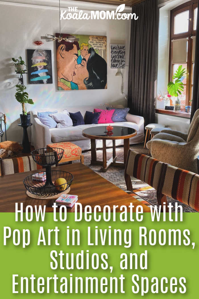 How to Decorate with Pop Art in Living Rooms, Studios, and Entertainment Spaces. Charming living room with colorful art, vintage furniture, and natural light creating a cozy atmosphere. Photo by Catherina Schürmann via Pexels.
